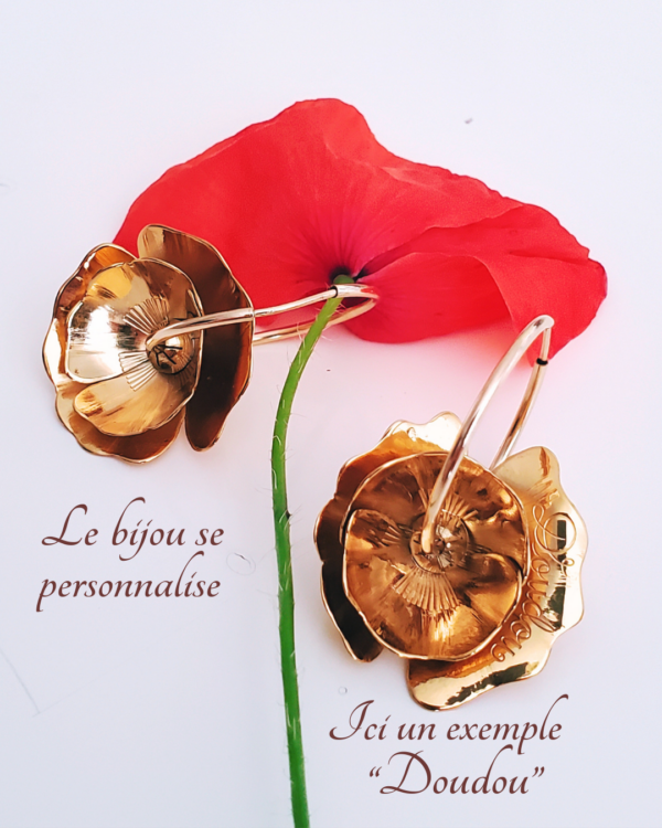 Boucles d'oreilles Coquelicots sur fond blanc avec coquelicot et explication personnalisation