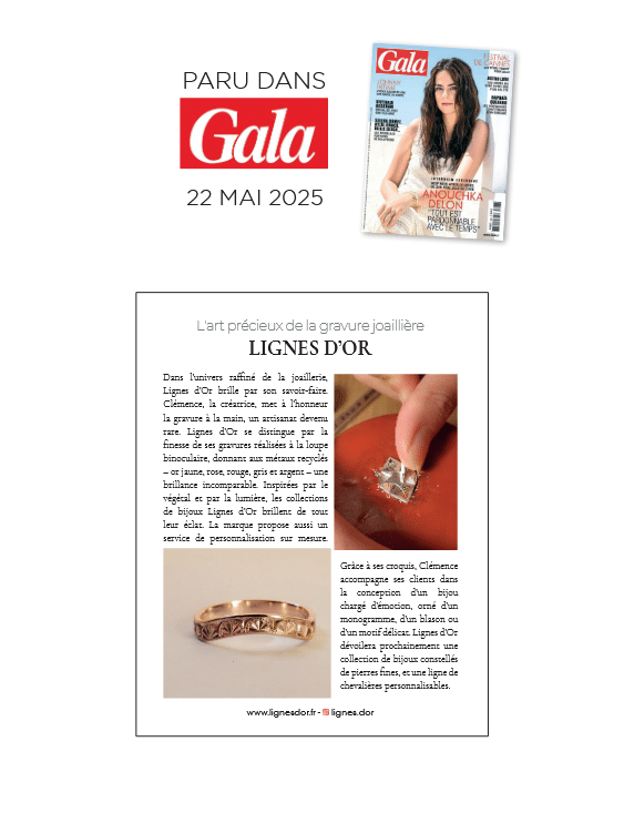article lignes d'or dans Gala